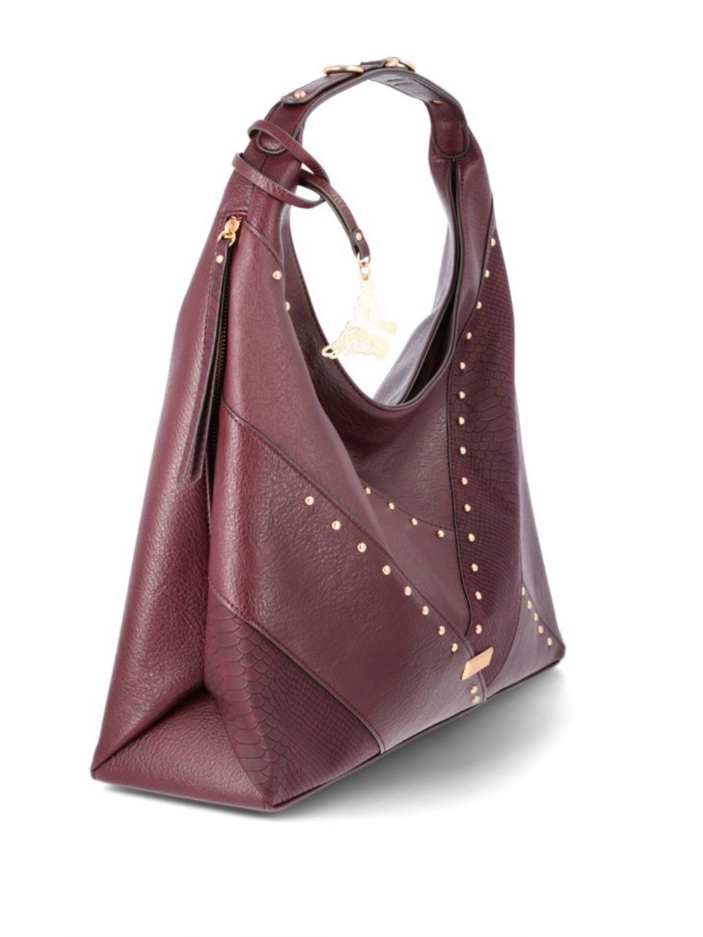 Jessica Simpson Pinot Noir Burgundy Studded Hobo Bag NWT - Picture 4 of 11